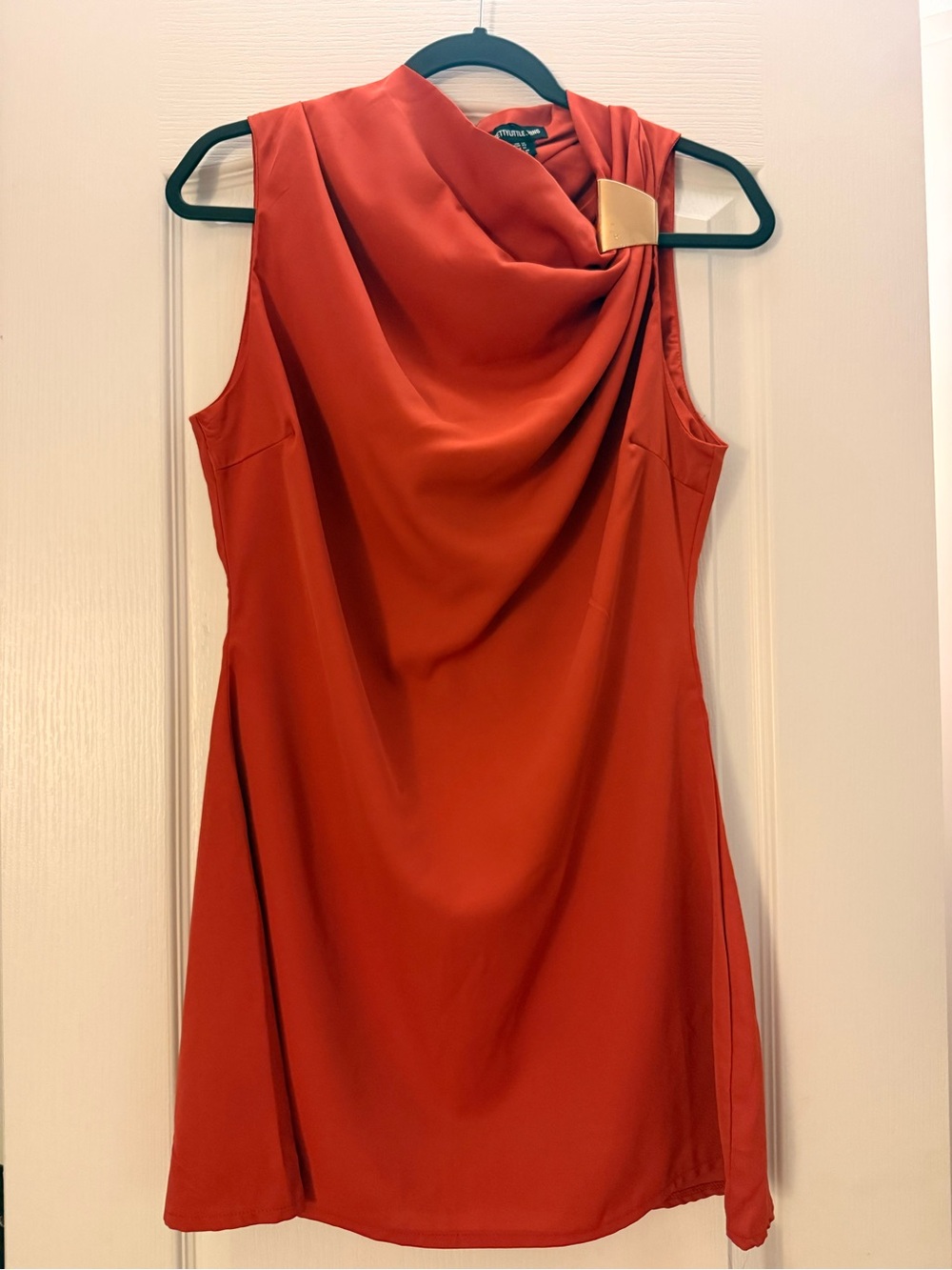 Burnt Orange Trim Shift Mini Dress